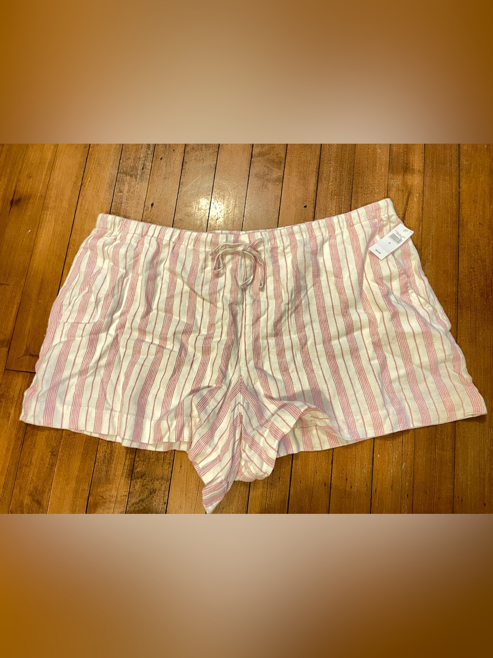 GAP Pink and White Striped Drawstring Shorts